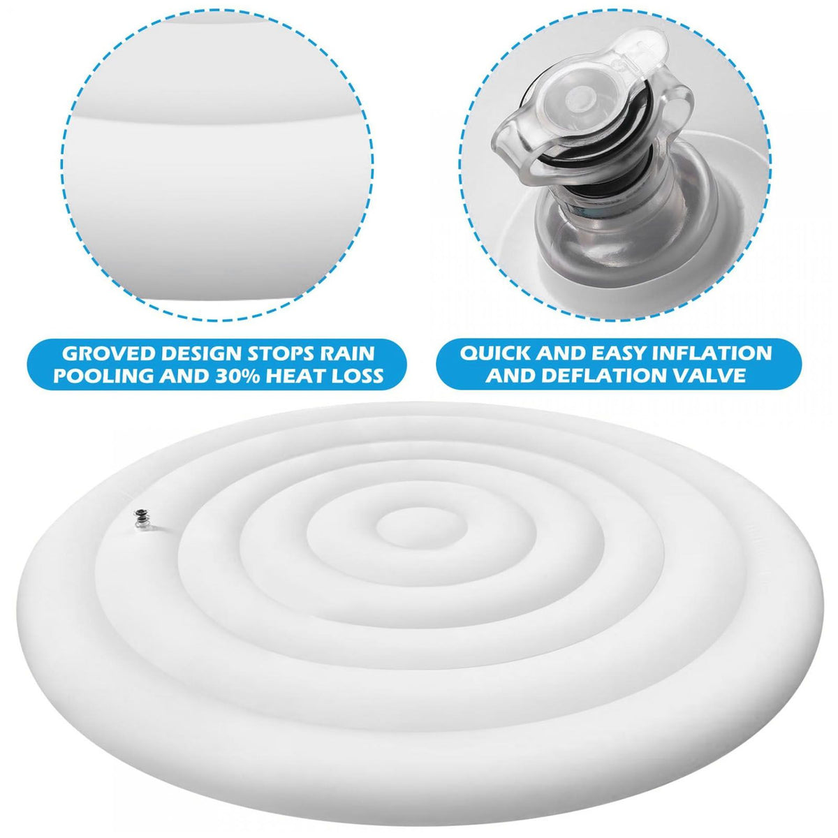 4.5 Ft Inflatable Hot Tub Cover Foldable Energy Saving Lid for Round Outdoor Inflatable Hot Tubs