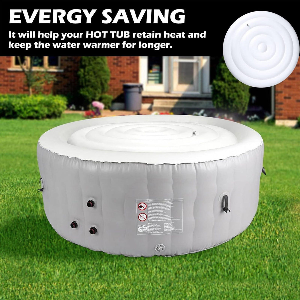 4.5 Ft Inflatable Hot Tub Cover Foldable Energy Saving Lid for Round Outdoor Inflatable Hot Tubs