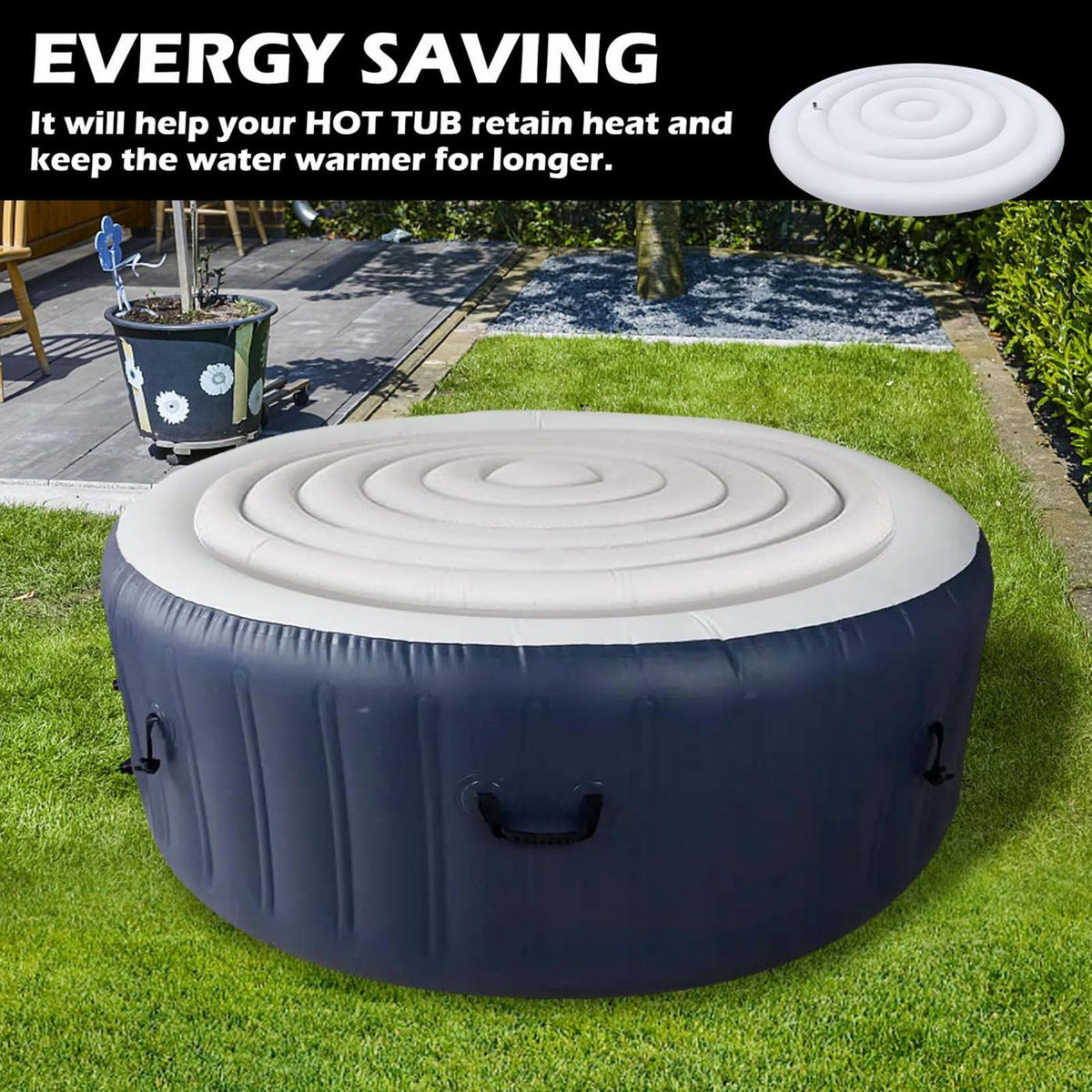 4.5 Ft Inflatable Hot Tub Cover Foldable Energy Saving Lid for Round Outdoor Inflatable Hot Tubs
