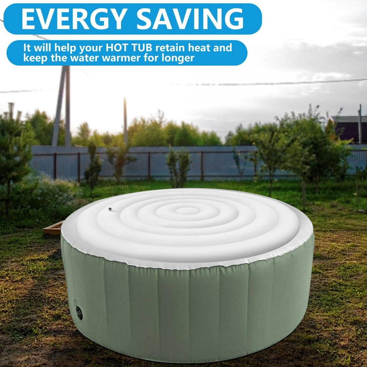 4.5 Ft Inflatable Hot Tub Cover Foldable Energy Saving Lid for Round Outdoor Inflatable Hot Tubs
