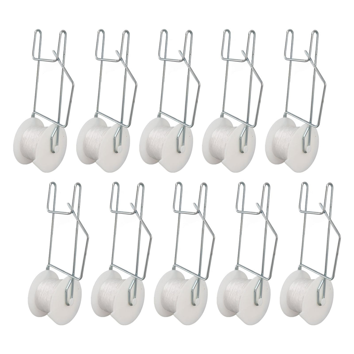 10pcs Tomato Roller Hooks Galvanized Steel Wire PP Heat Resistant Space Saving 15m Twine Vine Crop Trellis Roller Hooks for Cucumber Loofah Grapes