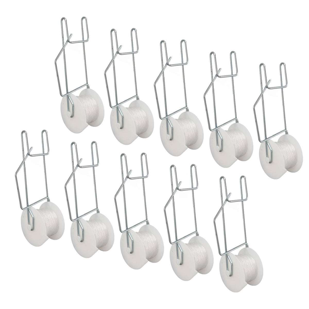 10pcs Tomato Roller Hooks Galvanized Steel Wire PP Heat Resistant Space Saving 15m Twine Vine Crop Trellis Roller Hooks for Cucumber Loofah Grapes