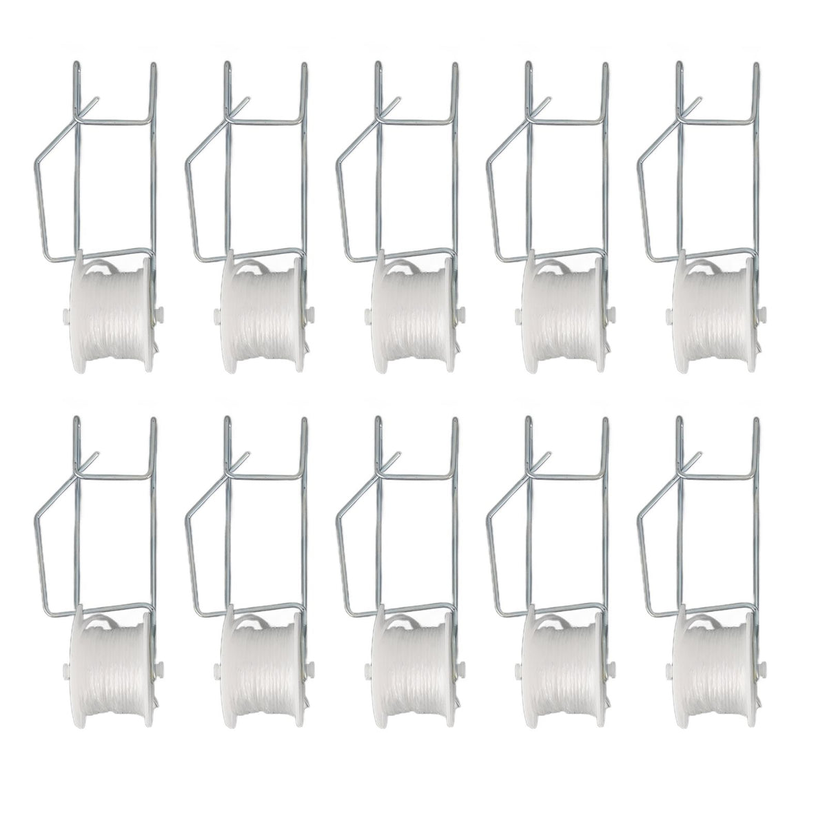 10pcs Tomato Roller Hooks Galvanized Steel Wire PP Heat Resistant Space Saving 15m Twine Vine Crop Trellis Roller Hooks for Cucumber Loofah Grapes