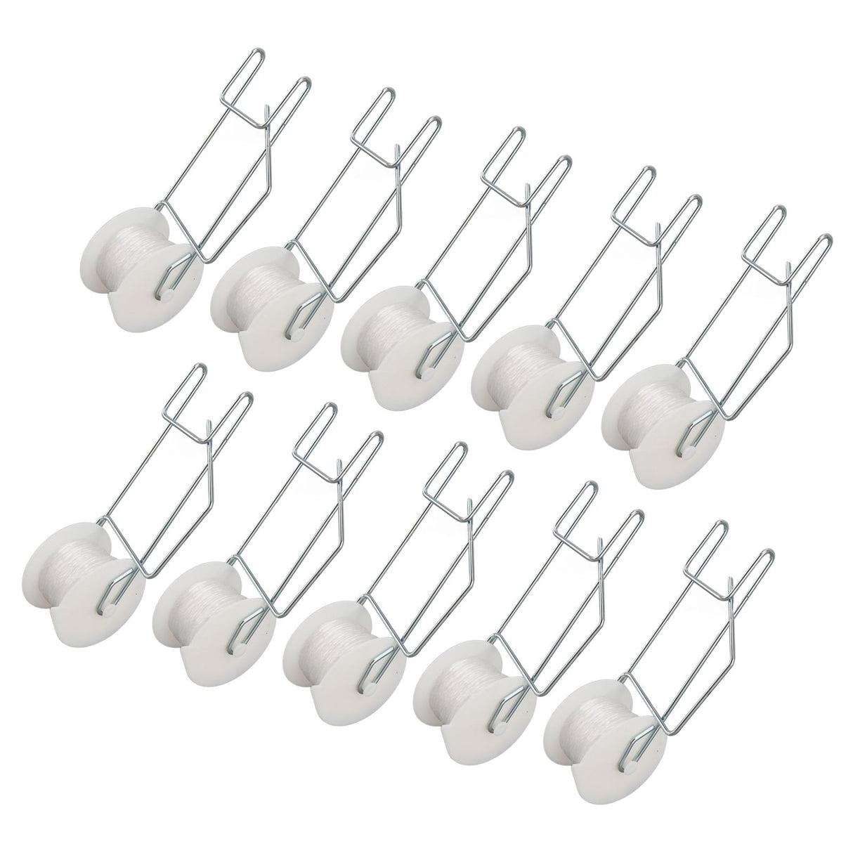 10pcs Tomato Roller Hooks Galvanized Steel Wire PP Heat Resistant Space Saving 15m Twine Vine Crop Trellis Roller Hooks for Cucumber Loofah Grapes