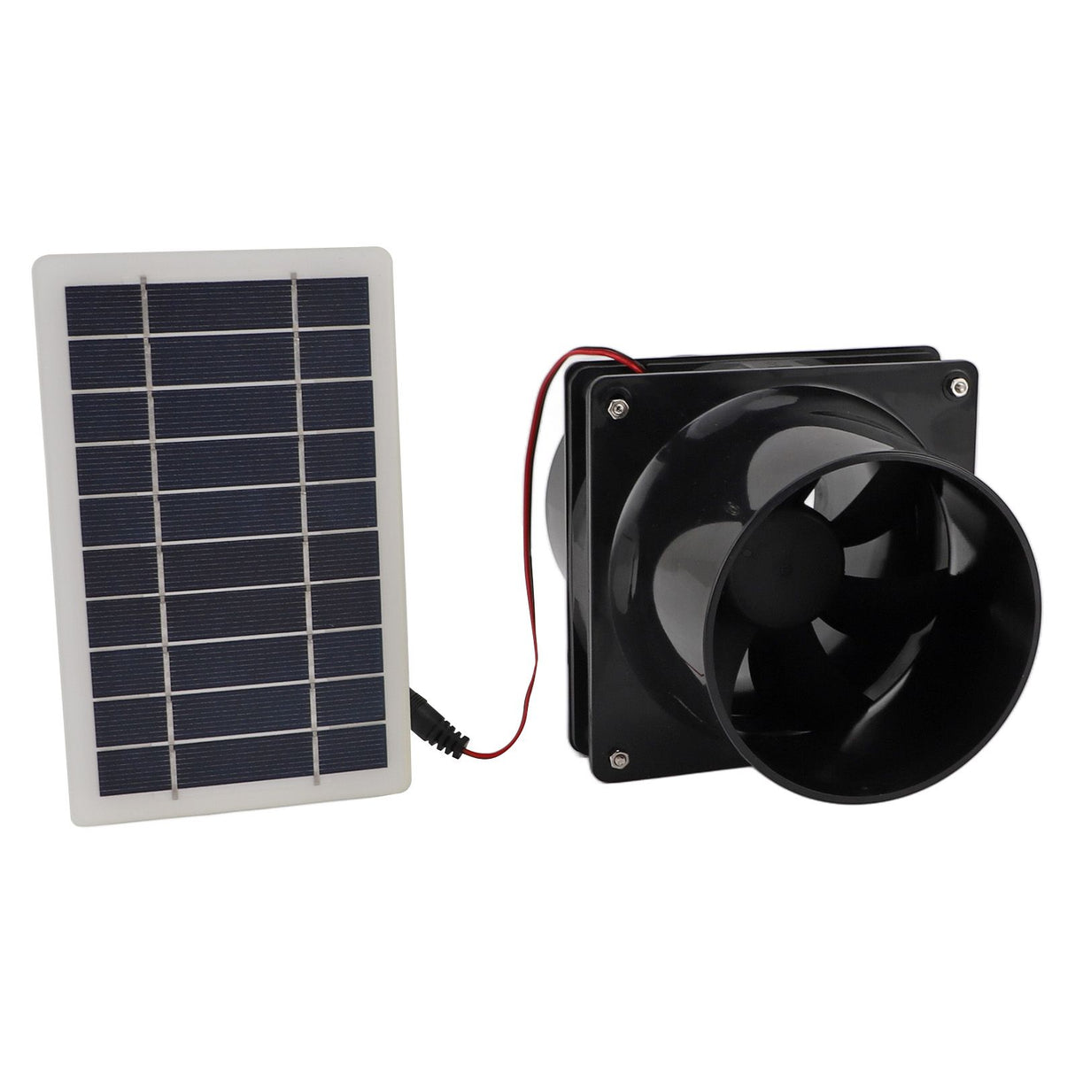 10W 12V Solar Powered Exhaust Fan for Round Pipe ABS Solar Panel Ventilation Fan Kit for Pet House Chicken Coop RV Greenhouse