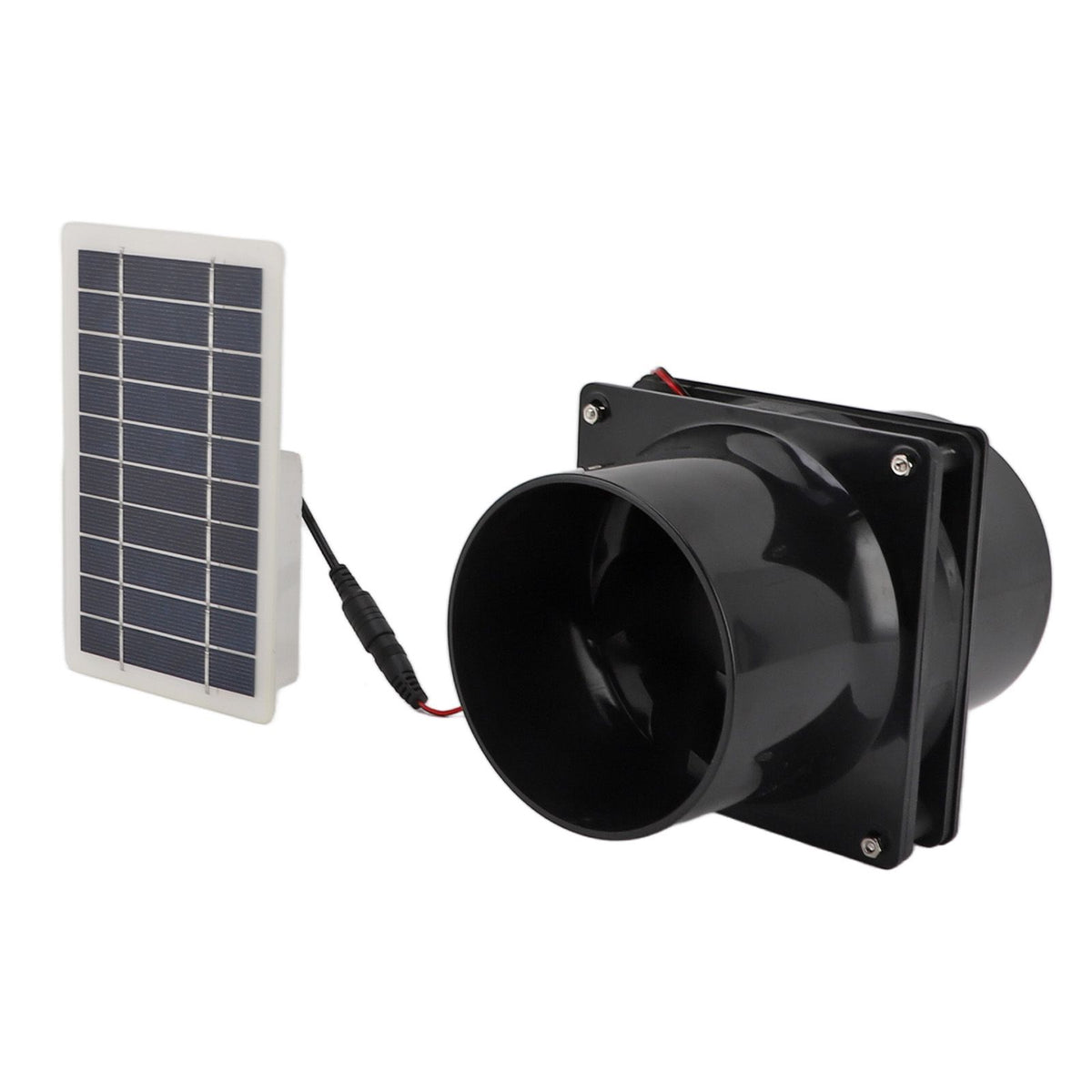 10W 12V Solar Powered Exhaust Fan for Round Pipe ABS Solar Panel Ventilation Fan Kit for Pet House Chicken Coop RV Greenhouse