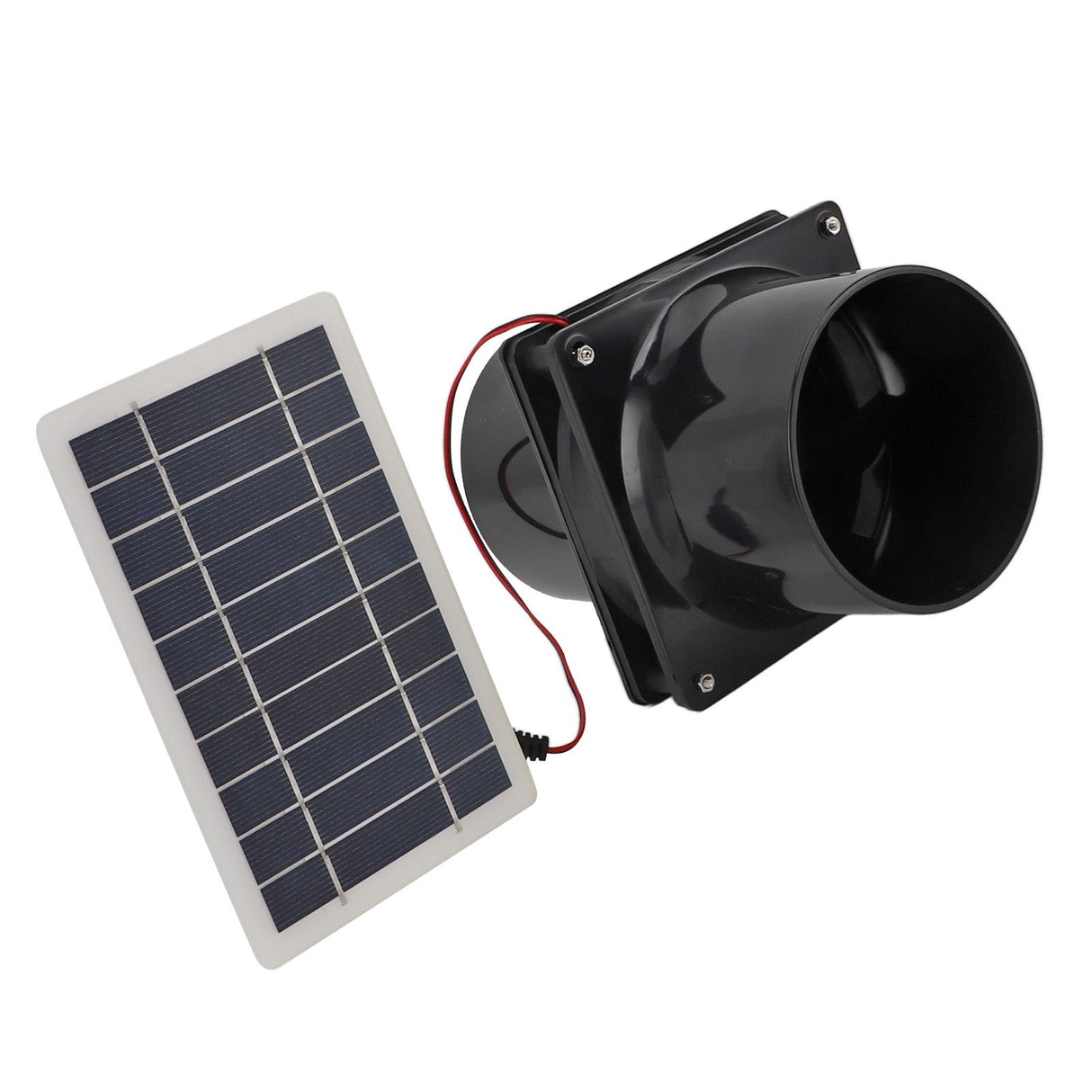 10W 12V Solar Powered Exhaust Fan for Round Pipe ABS Solar Panel Ventilation Fan Kit for Pet House Chicken Coop RV Greenhouse