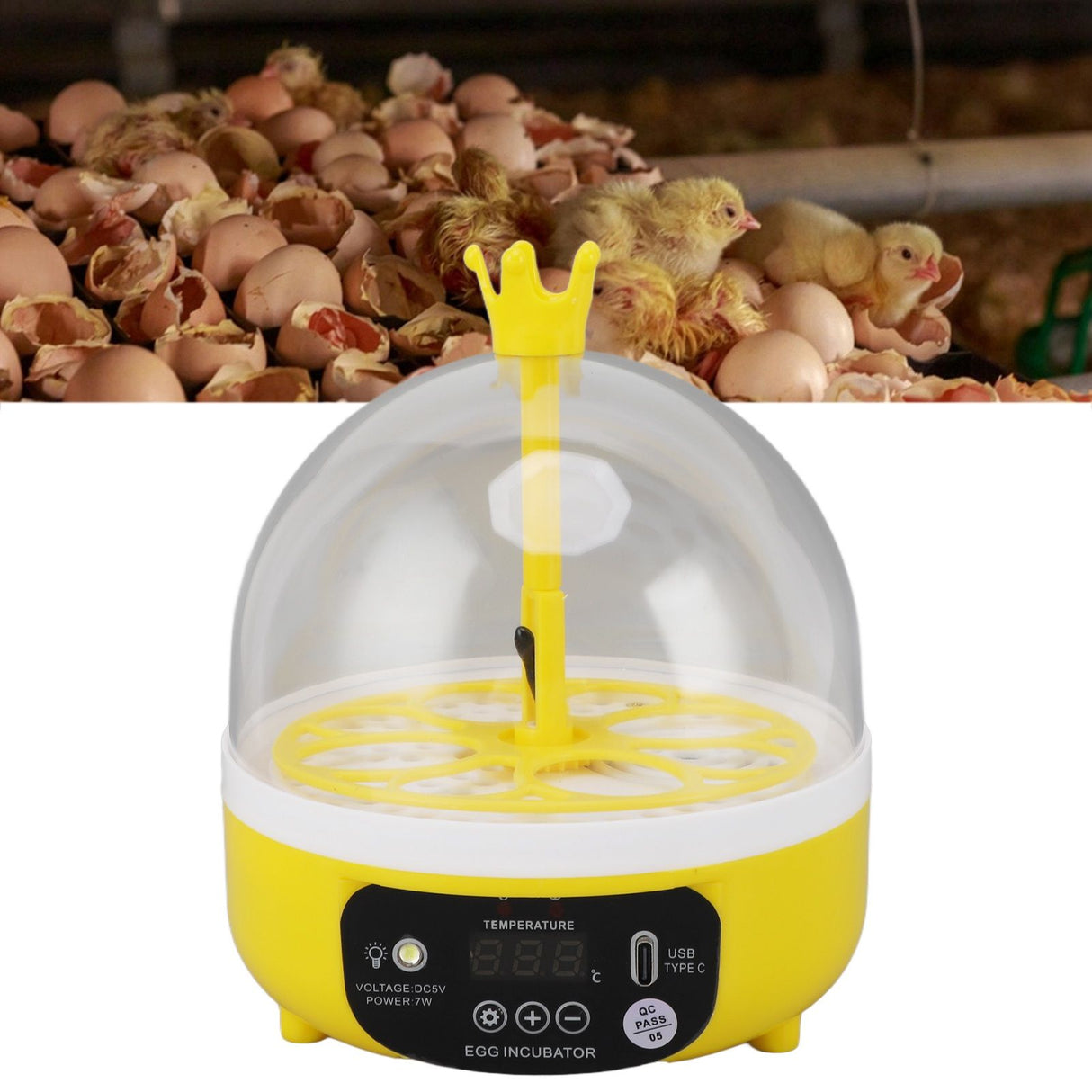Mini Egg Incubator for Home Automatic Temperature Humidity Control 4 Eggs Candler Poultry Hatching Machine for Chickens Ducks Pigeons Manual Turning