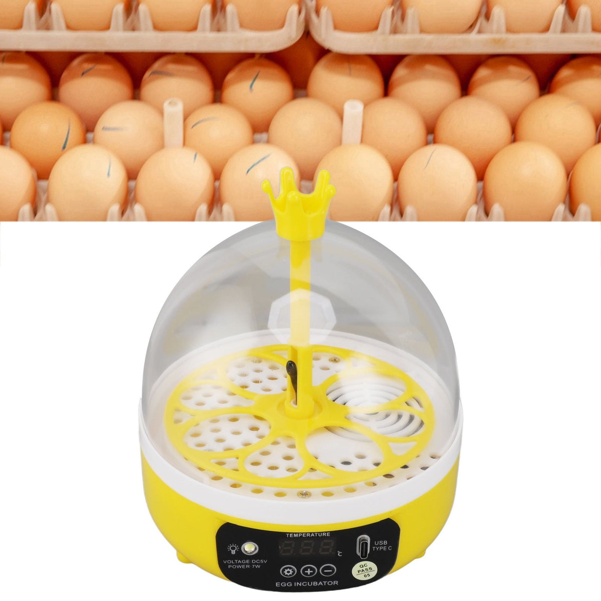 Mini Egg Incubator for Home Automatic Temperature Humidity Control 4 Eggs Candler Poultry Hatching Machine for Chickens Ducks Pigeons Auto Turning