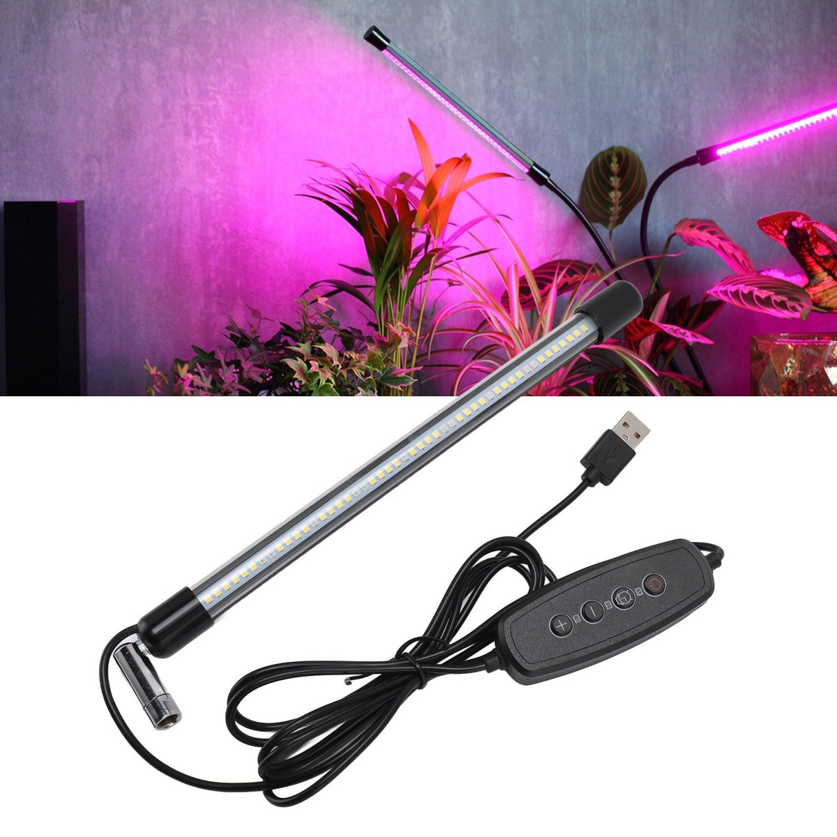 48 LEDs Plant Lamp with 4H 8H 12H Timing 6 Modes Full Spectrum 5W USB 5V Telescopic Small Grow Light for Indoor Plants