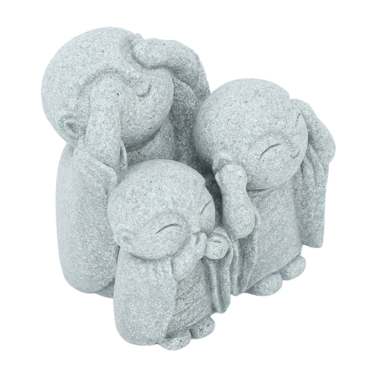 Mini Monk Buddha Statue Chinese Green Sandstone Cute Buddha Figurine 3 Little Monks Ornament for Fish Tank Aquarium Home Garden Decoration Style 3