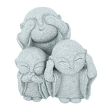 Mini Monk Buddha Statue Chinese Green Sandstone Cute Buddha Figurine 3 Little Monks Ornament for Fish Tank Aquarium Home Garden Decoration Style 3 - Side View