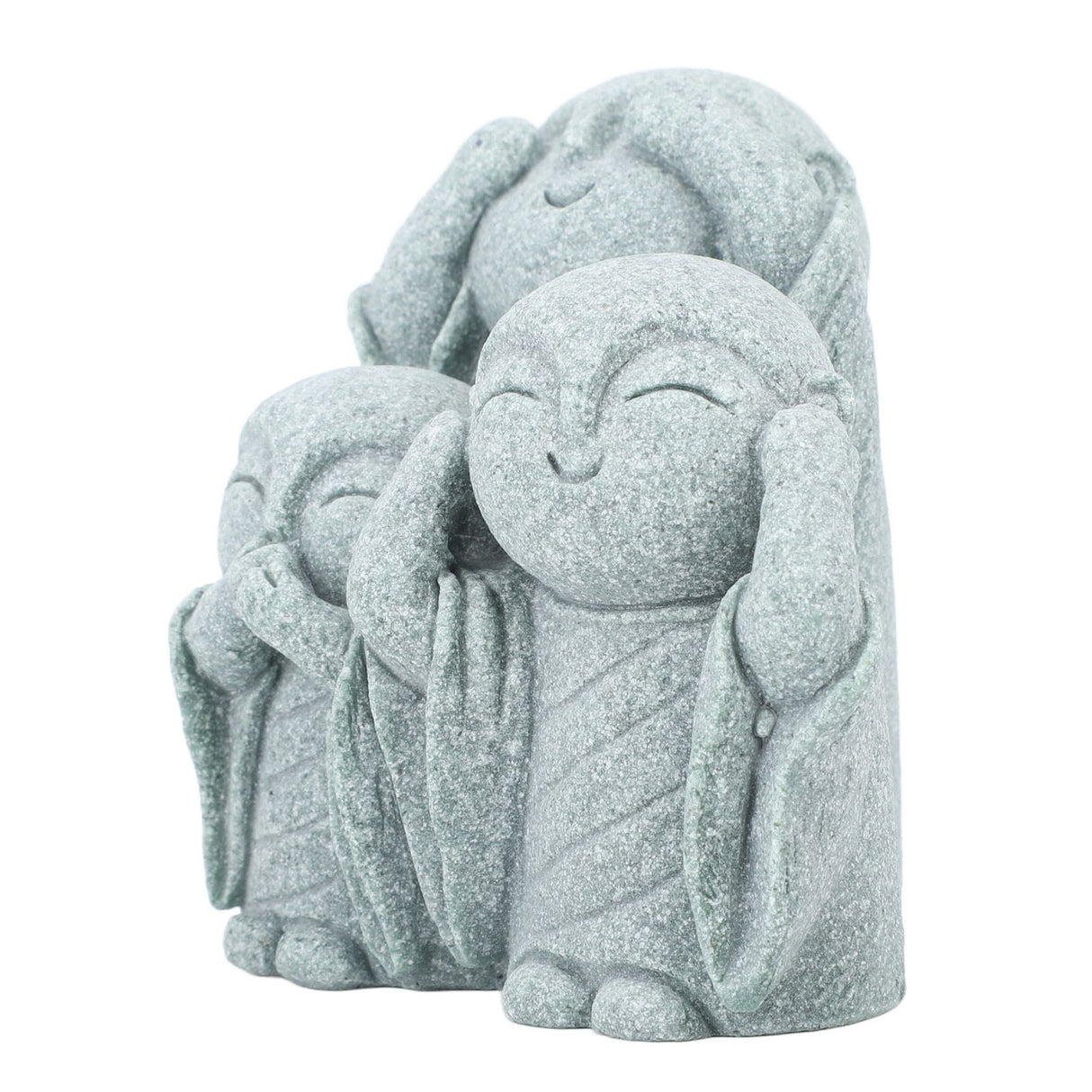 Mini Monk Buddha Statue Chinese Green Sandstone Cute Buddha Figurine 3 Little Monks Ornament for Fish Tank Aquarium Home Garden Decoration Style 3