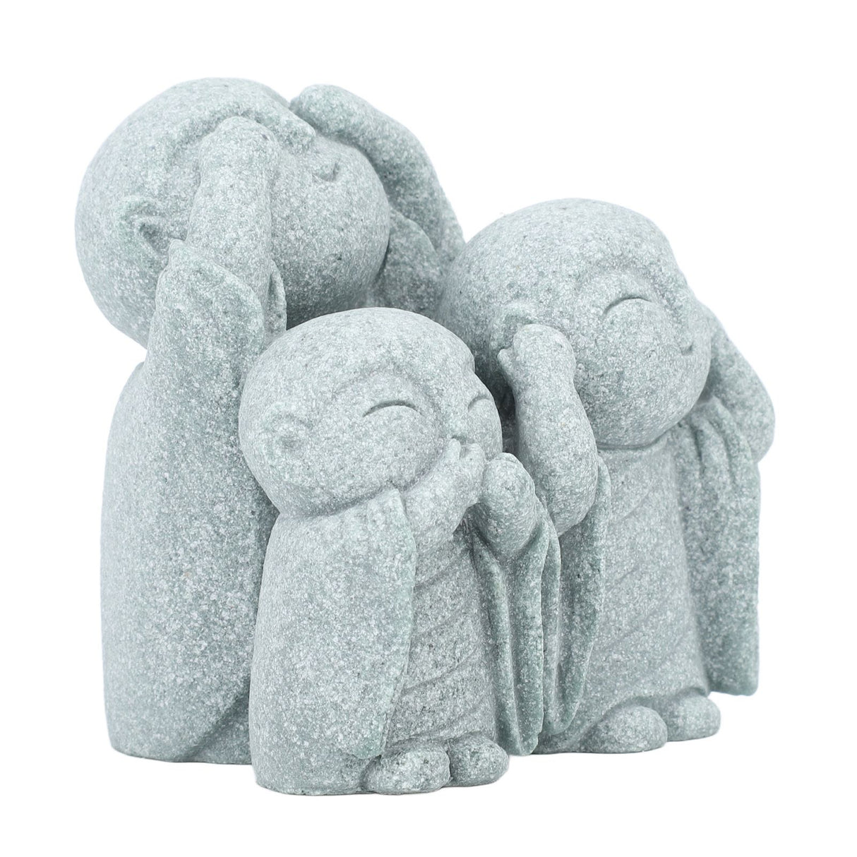Mini Monk Buddha Statue Chinese Green Sandstone Cute Buddha Figurine 3 Little Monks Ornament for Fish Tank Aquarium Home Garden Decoration Style 3