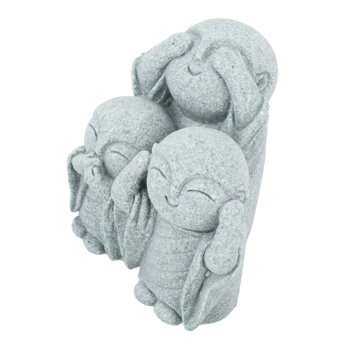 Mini Monk Buddha Statue Chinese Green Sandstone Cute Buddha Figurine 3 Little Monks Ornament for Fish Tank Aquarium Home Garden Decoration Style 3