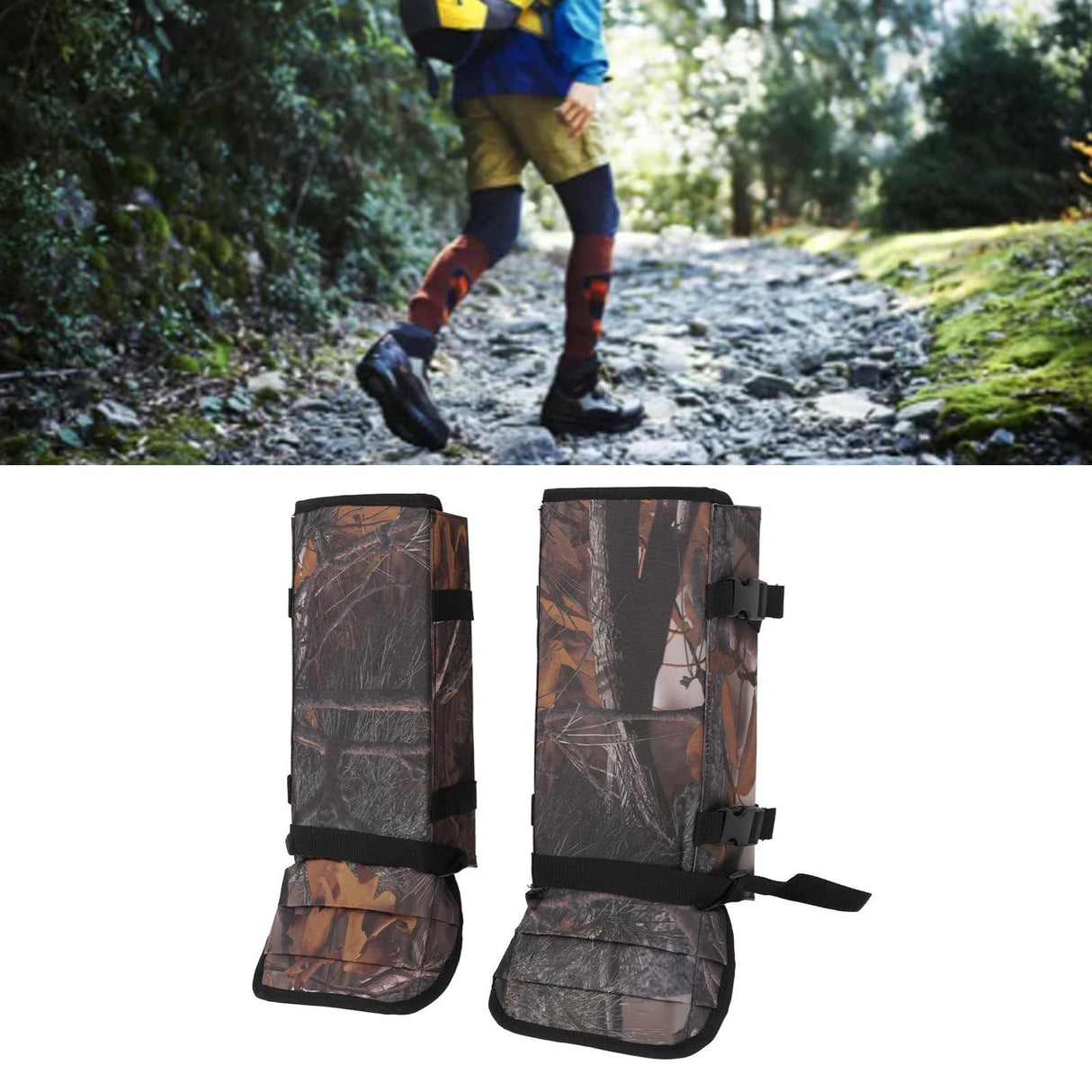 1 Pair Snake Gaiters Polyester Fiber Breathable Lightweight Snake Proof Leg Cover for Hiking Camping Mountaineering Leaf