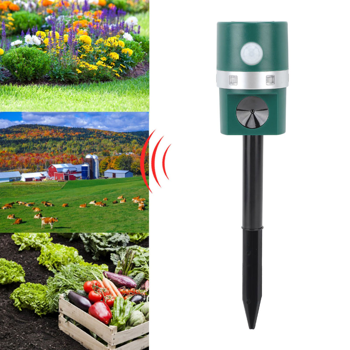 Ultrasonic Solar Animal Repeller Professional LED Solar Powered Bird Repeller with PIR Motion Sensor for Garden Yard Farm