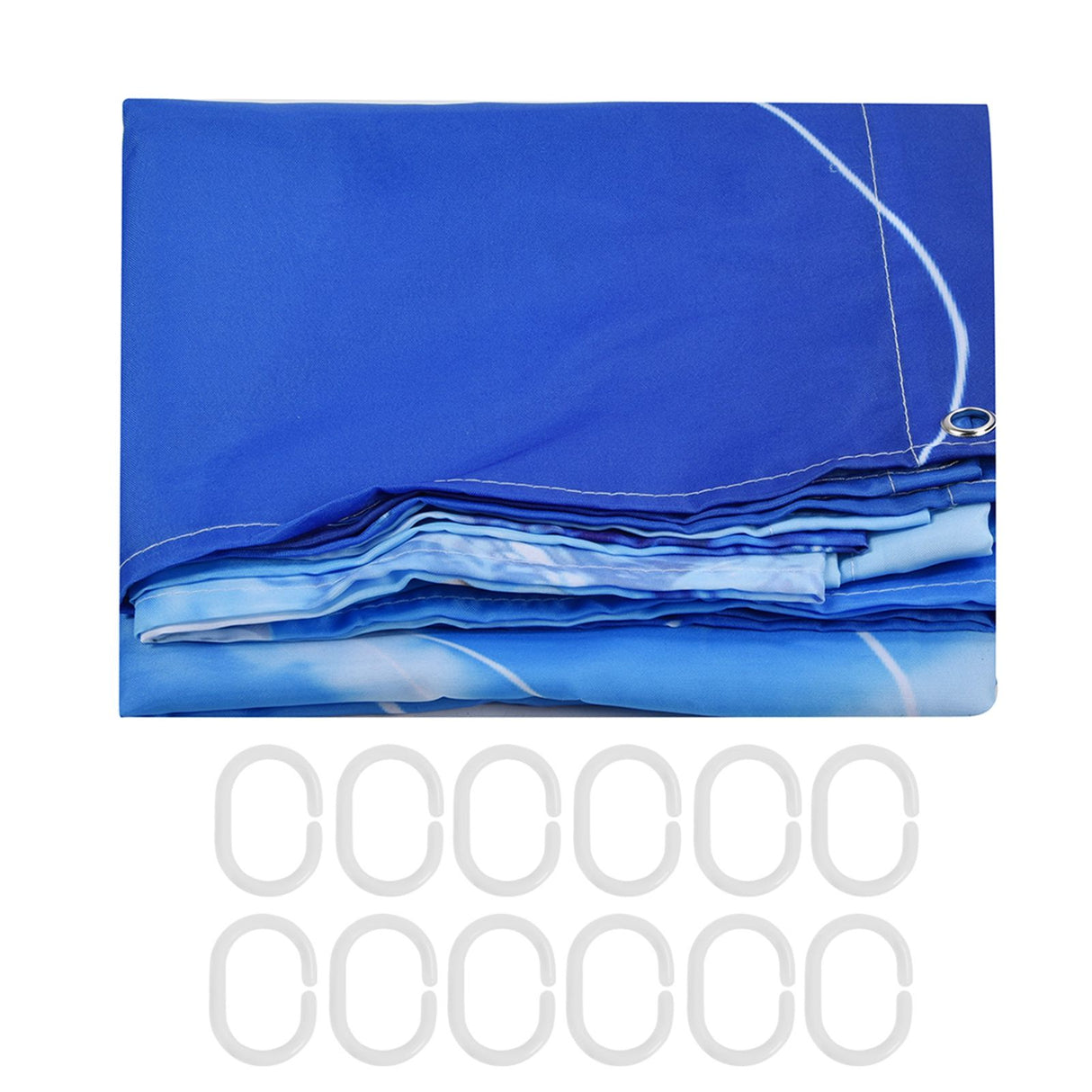 Shower Curtain Polyester Fiber Waterproof Colorful Printing with 12pcs Hook for Home Bathroom180x180cm