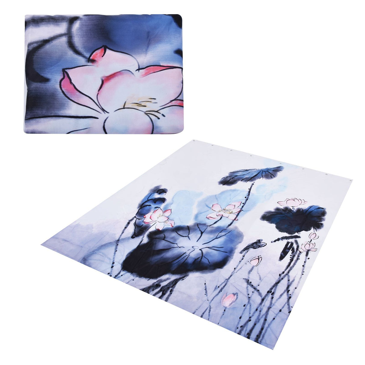 Blackout Curtain Waterproof Flower Printing Shower Curtain with Hooks for Bathroom Bedroom Living Room Study150x180cm