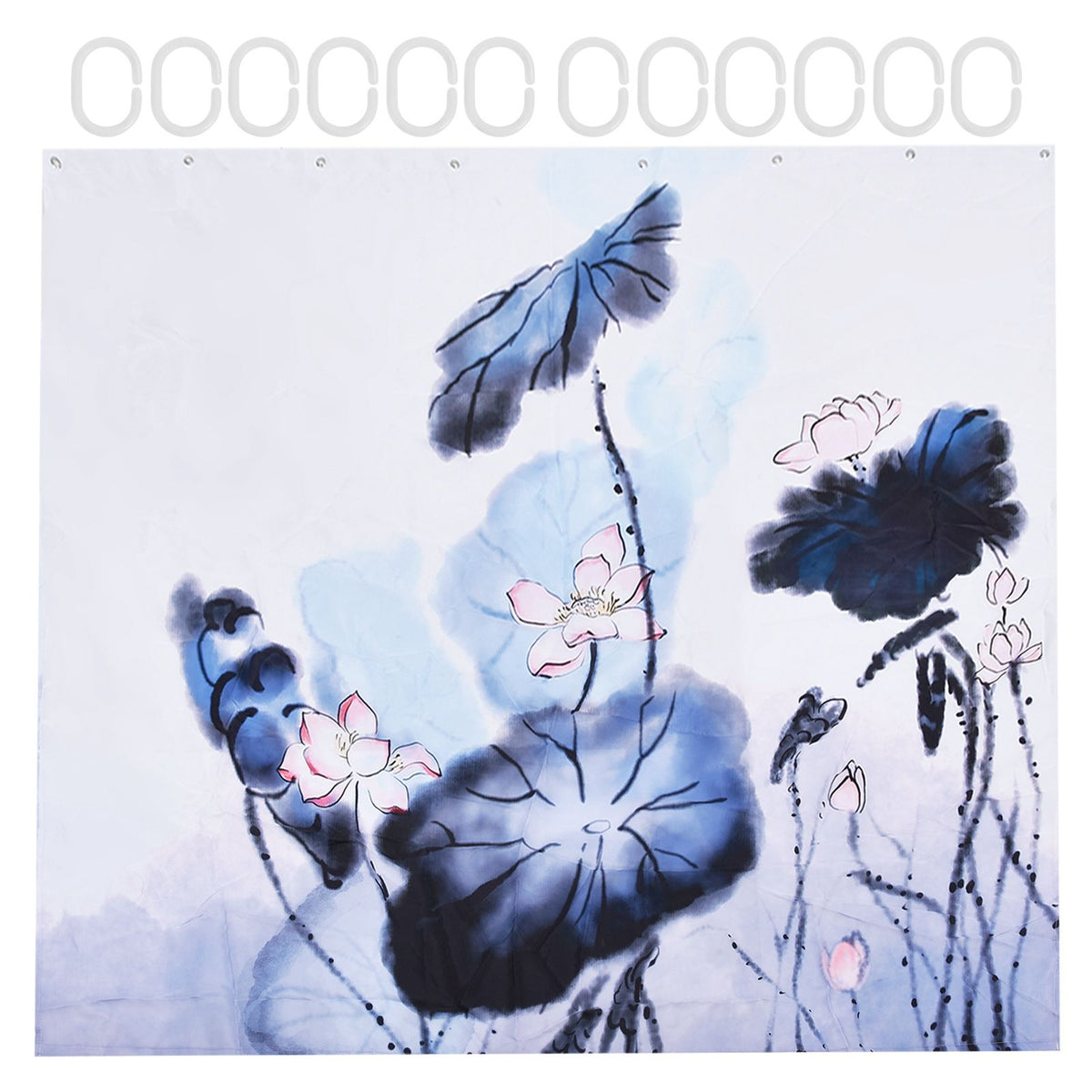Blackout Curtain Waterproof Flower Printing Shower Curtain with Hooks for Bathroom Bedroom Living Room Study180x200cm
