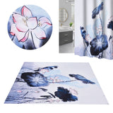 Blackout Curtain Waterproof Flower Printing Shower Curtain with Hooks for Bathroom Bedroom Living Room Study180x200cm
