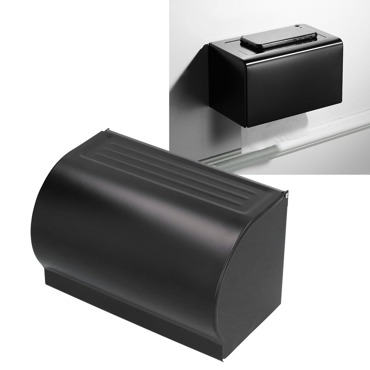 Wall Mounted Tissue Box Rectangular Aluminum Tissue Mobile Phone Holder for Bathroom