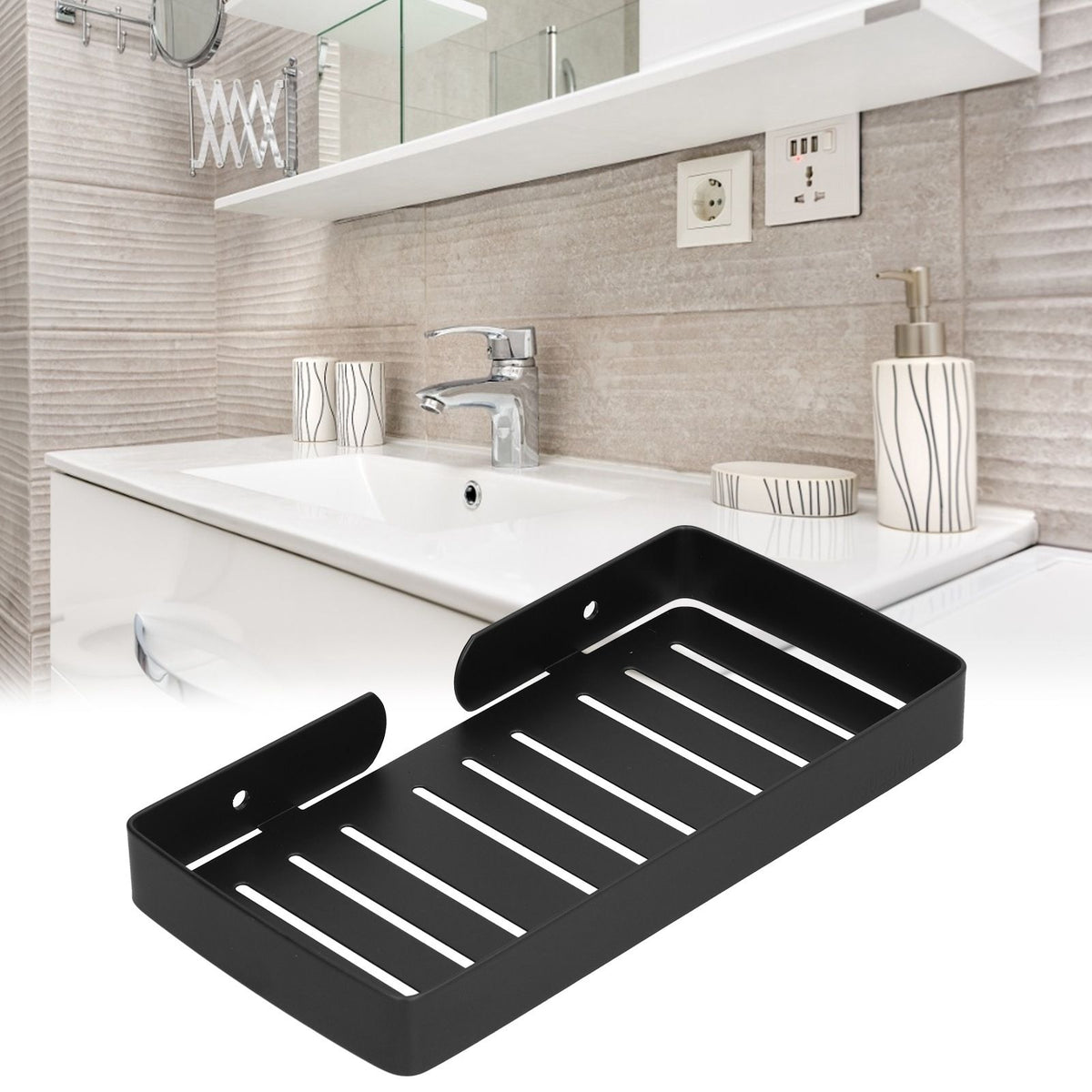 Stainless Steel Soap Holder Kitchen Sponge Tray Wall Mounted Shower Shelf Drain Storage Rack for Toilet Dorm Bathroom