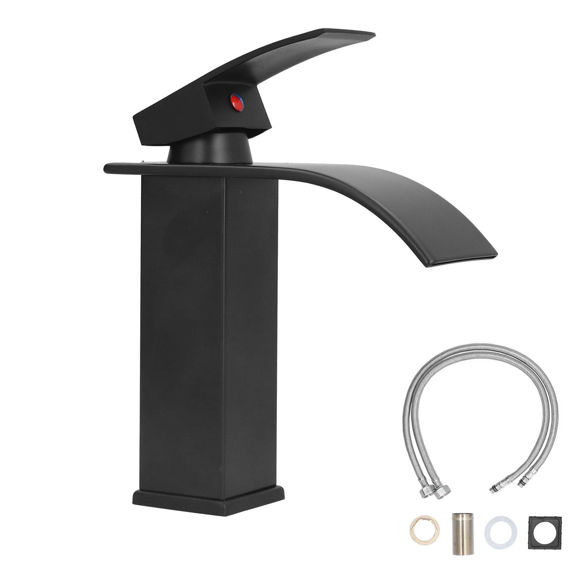 G1/2 Mixer Water Tap Basin Sink Faucet with Long Handle for Bathroom Hotel Homestay Black