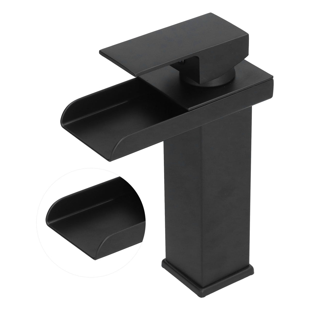 G1/2 Cold Hot Mixer Water Tap Black Faucet with Long Handle for Bathroom Hotel Homestay