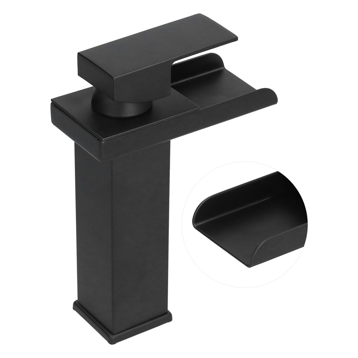 G1/2 Cold Hot Mixer Water Tap Black Faucet with Long Handle for Bathroom Hotel Homestay