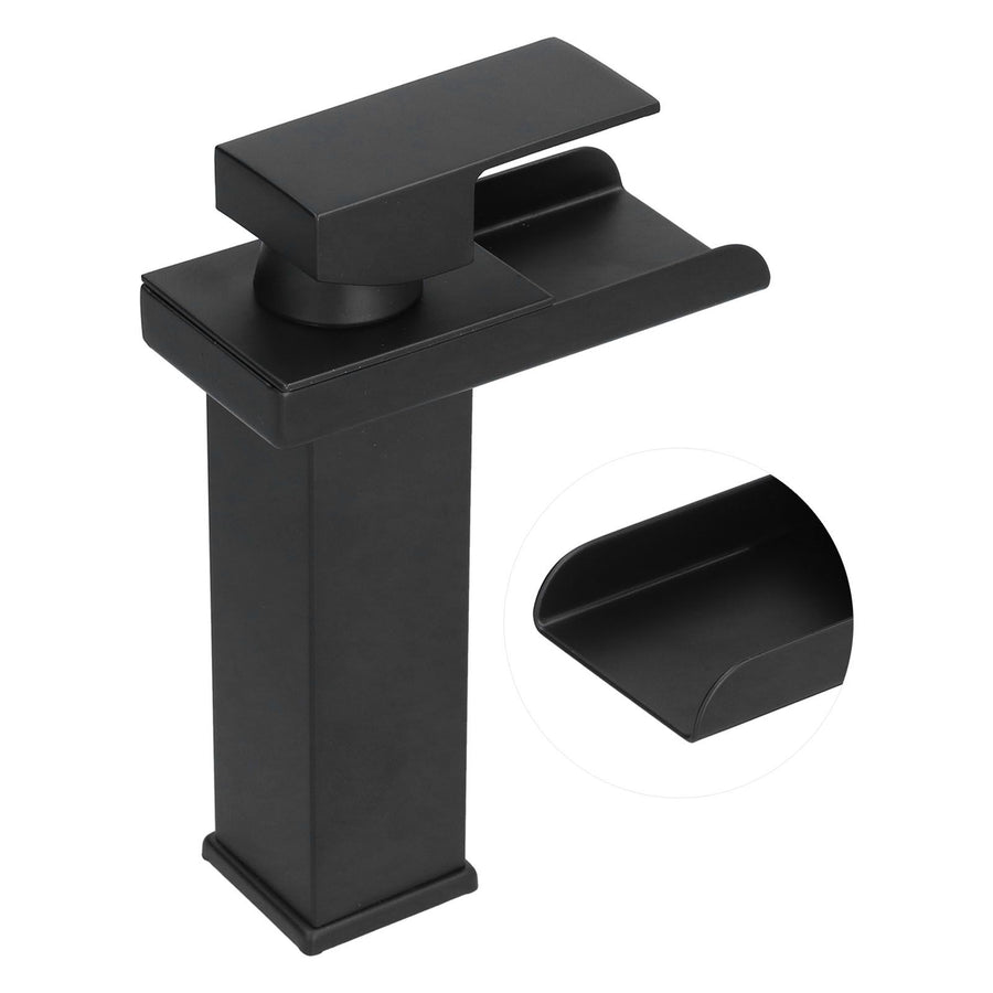 G1/2 Cold Hot Mixer Water Tap Black Faucet with Long Handle for Bathroom Hotel Homestay