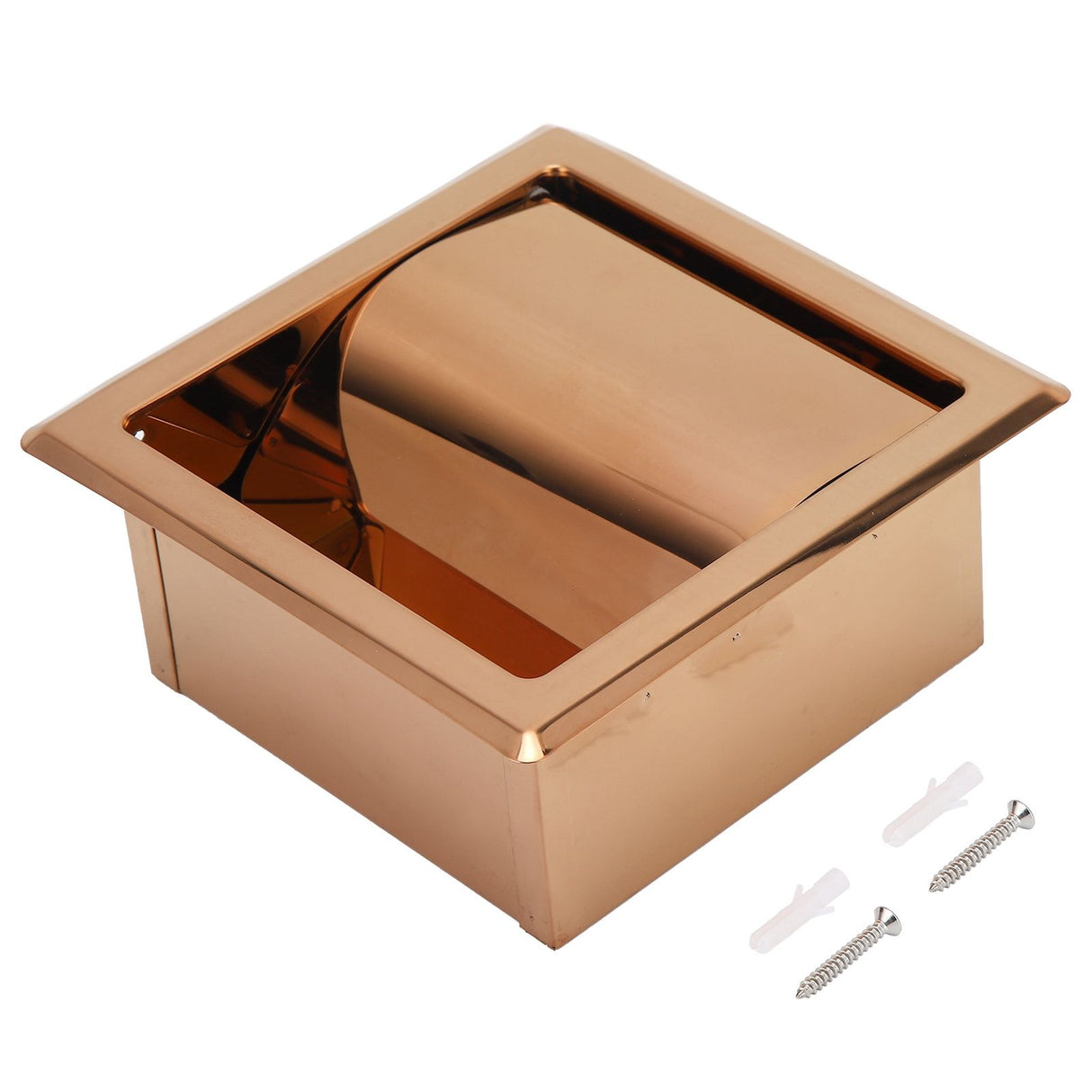 Embedded Style Toilet Paper Holder Stainless Steel Paper Towel Holder Toilet Tissue Rack for Hotel Bathroom Rose Gold