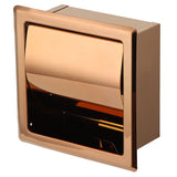 Embedded Style Toilet Paper Holder Stainless Steel Paper Towel Holder Toilet Tissue Rack for Hotel Bathroom Rose Gold - Rear View