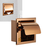 Embedded Style Toilet Paper Holder Stainless Steel Paper Towel Holder Toilet Tissue Rack for Hotel Bathroom Rose Gold - Extra Image