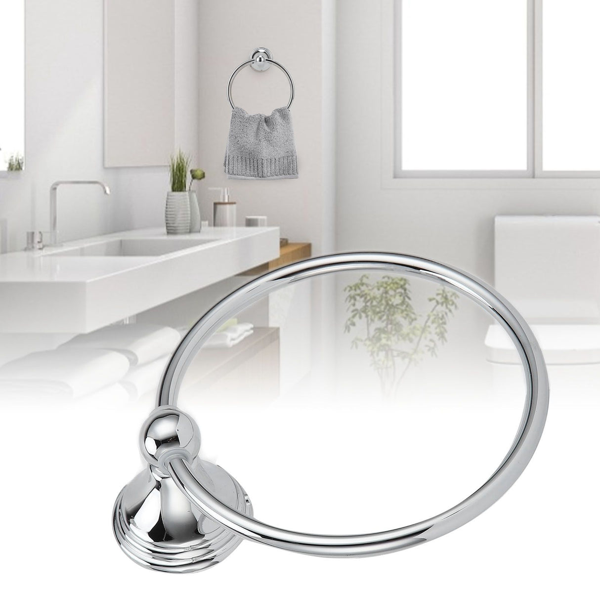 Towel Ring Stainless Steel Hand Towel Holder WallMounted Towel Rack Bathroom Hardware Rack(893 Chromeplate )