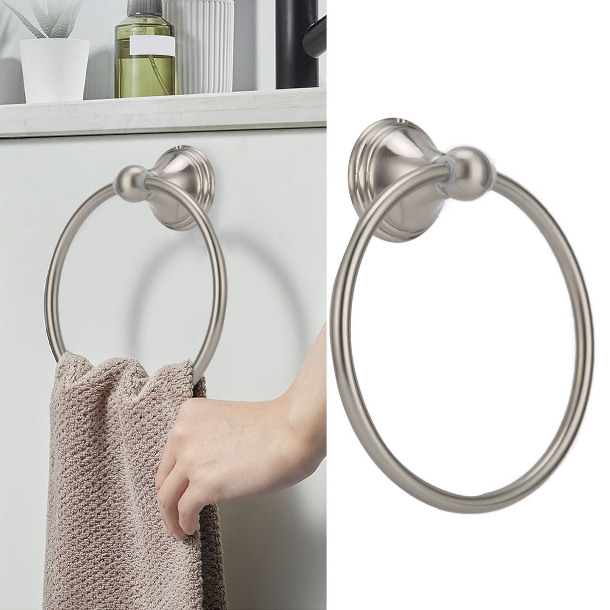 Towel Ring Stainless Steel Hand Towel Holder WallMounted Towel Rack Bathroom Hardware Rack(893 Brushed )