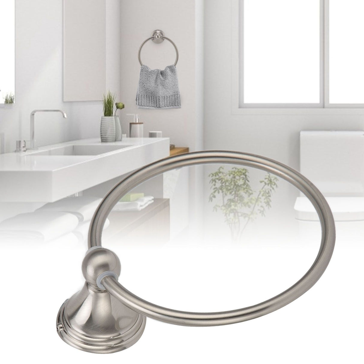Towel Ring Stainless Steel Hand Towel Holder WallMounted Towel Rack Bathroom Hardware Rack(893 Brushed )