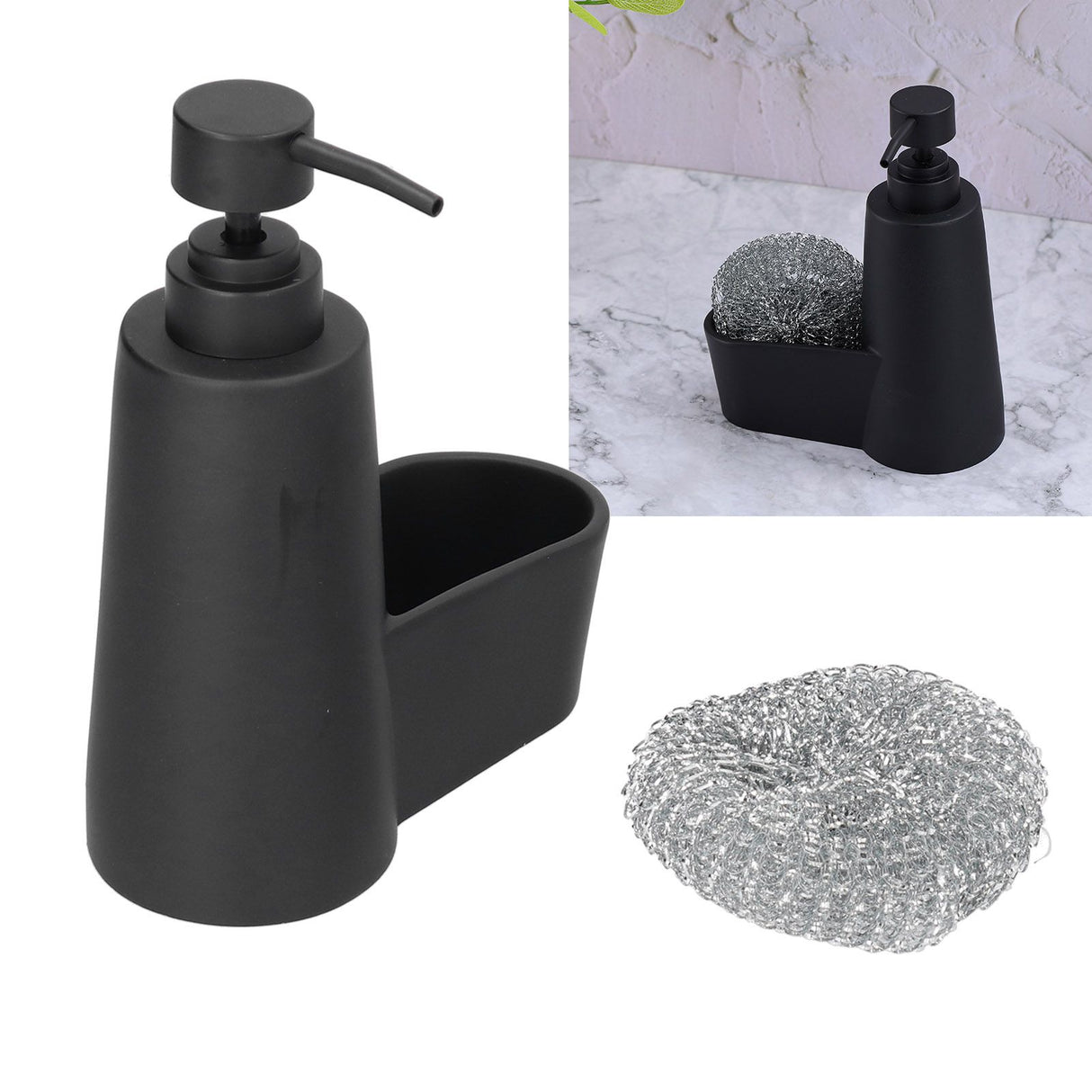 Soap Dispenser Dishwashing Liquid Hand Soap Pump with A Steel Ball for Bathroom and Kitchen SinkBlack
