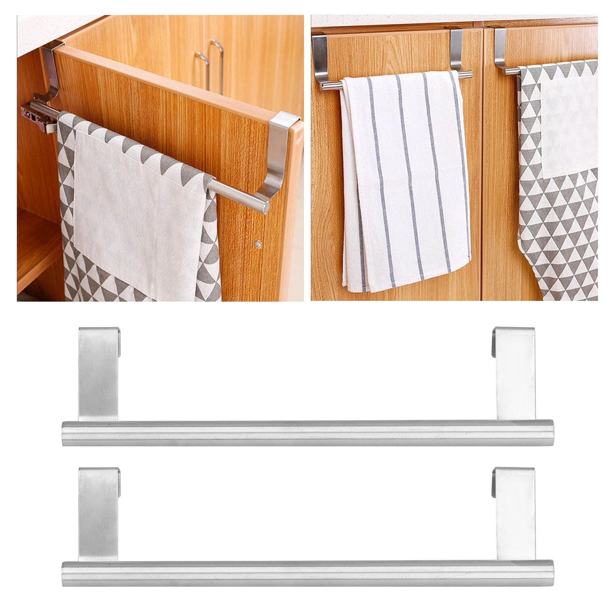 2Pcs Stainless Steel Hanging Towel Rack No Punch Bathroom Hanger for Home Hotel Apartment23CM