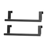 2Pcs Towel Rack Black Hangable Punch Free Nail Free Cabinet Door Towel Rack for Home Hotel23CM - Rear View
