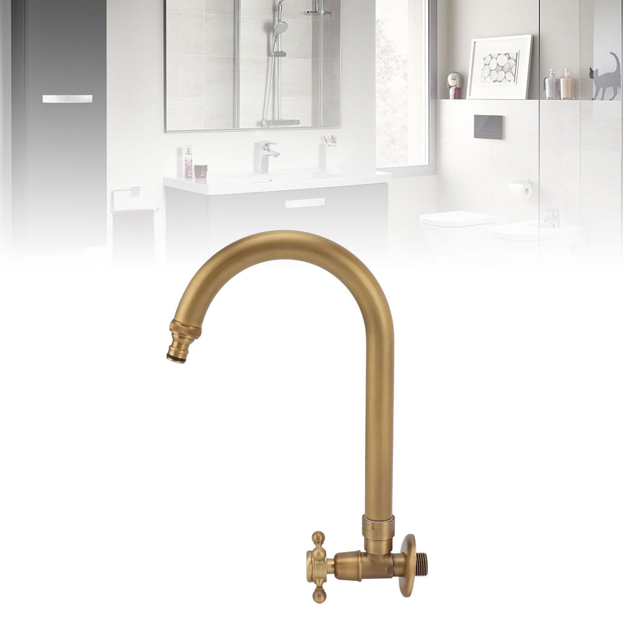 Garden Outdoor Faucet Antique In Wall Frost Crack Prevention 360 Degree Rotation Single Cold Water Faucet Tap Thin Mouth