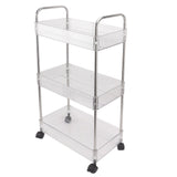 Kitchen Storage Rack Multifunctional 3 Tier Mobile Storage Cart for Bathroom Laundry Room Narrow Places S - Front View