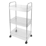 Kitchen Storage Rack Multifunctional 3 Tier Mobile Storage Cart for Bathroom Laundry Room Narrow Places S - Side View