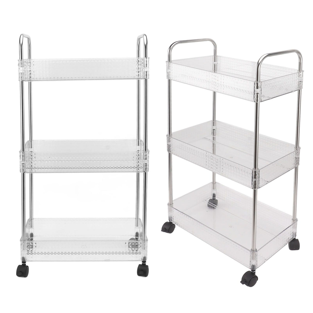 Kitchen Storage Rack Multifunctional 3 Tier Mobile Storage Cart for Bathroom Laundry Room Narrow Places S