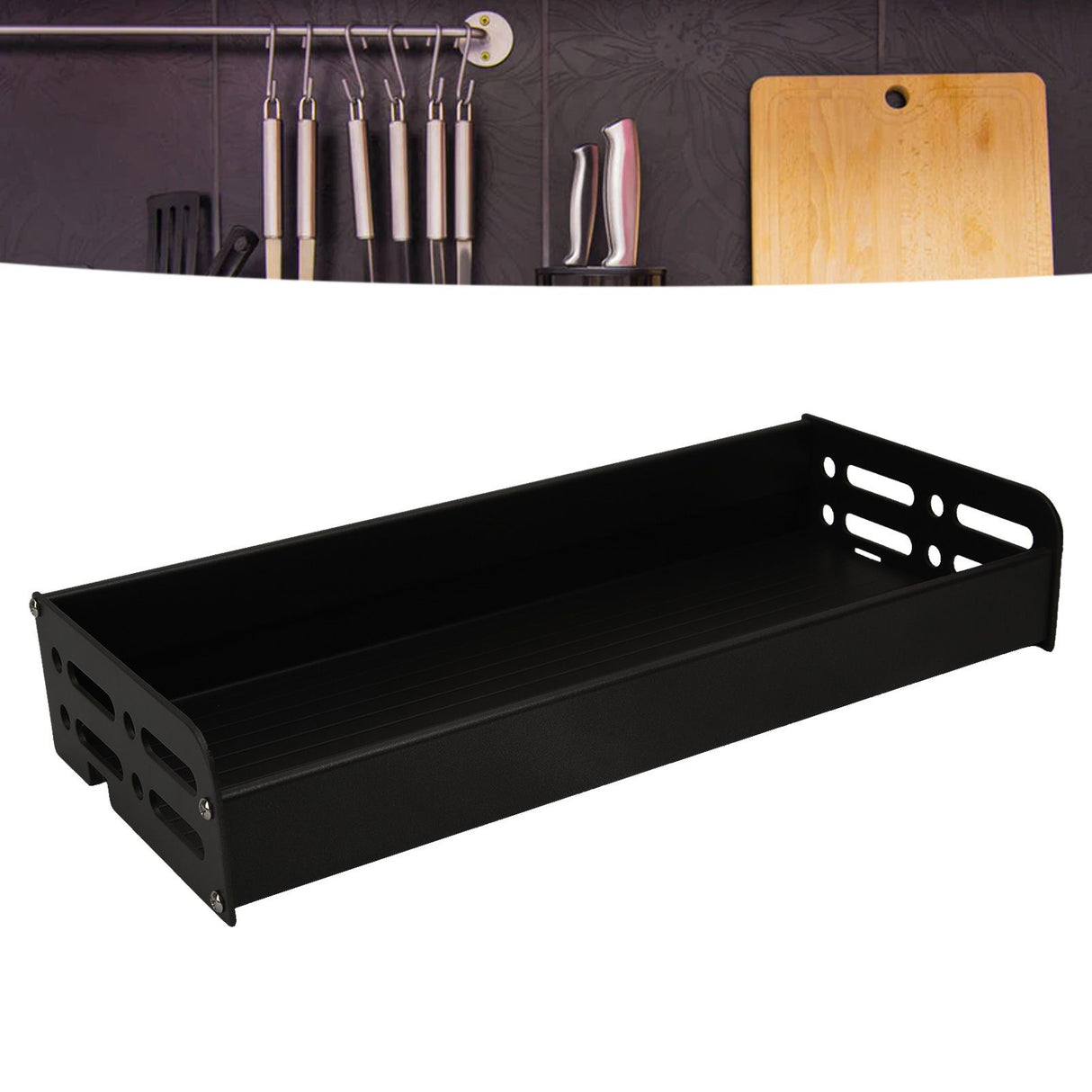 Floating Shelves Space Aluminum Wall Mounted Decorative Storage Shelf for Kitchen Bathroom Living Room Bedroom Black