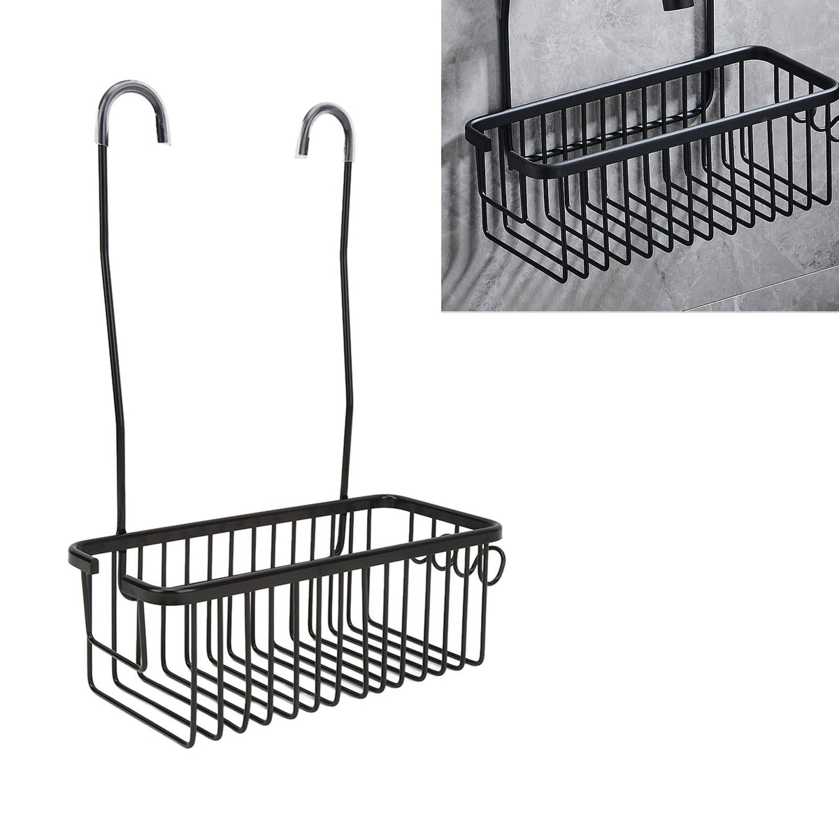 Over The Toilet Storage Shelf Large Capacity Aluminum Toilet Storage Basket Metal Bathroom Storage Organizer Black