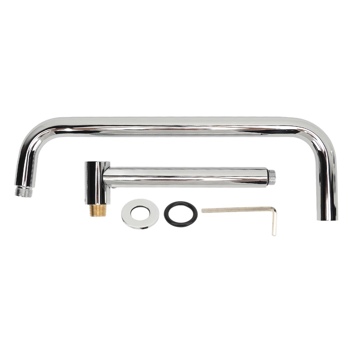 Shower Head Extension with Flange S Shape Shower Arm Wall Mount Rotatable Stainless Steel Shower Pipe for Bathroom Electroplate