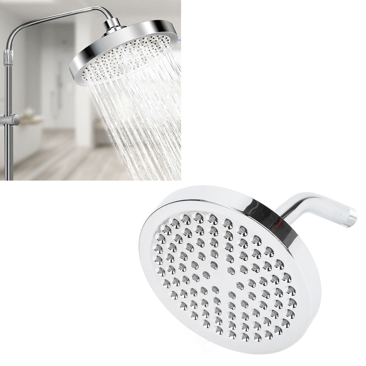 High Pressure Rain Shower Head Water Conservation Bathroom Shower Head for Household Hotel 6 Inch Silver