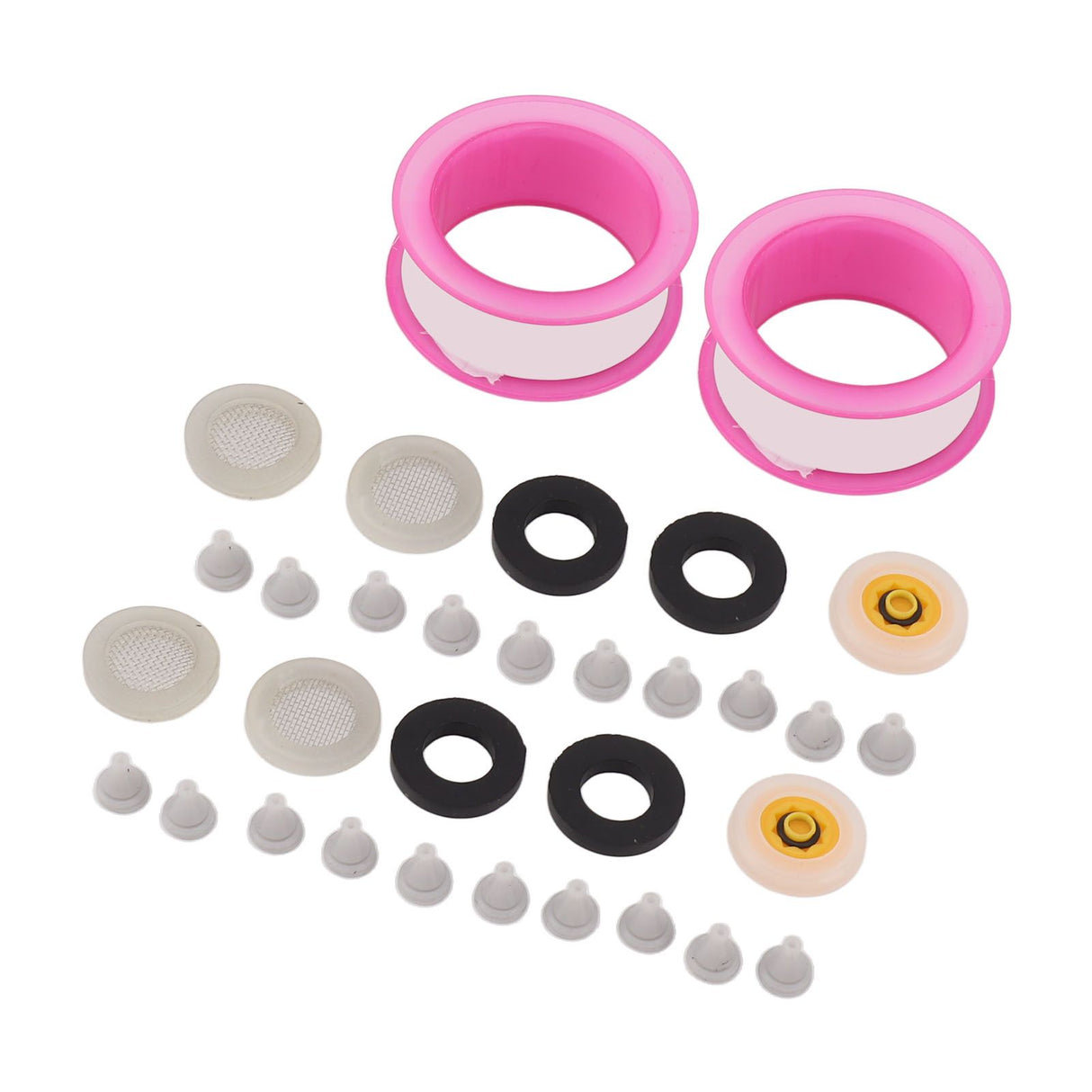 2 Set Silicone Shower Head Nozzles with Rubber Gasket Screen Flow Restrictor PTFE Tape Kit