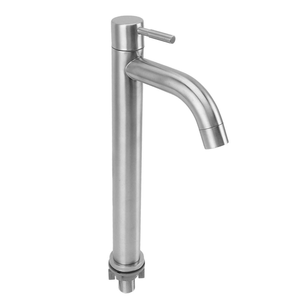Single Cold Water Kitchen Faucet Stainless Steel Single Hole Bathroom Faucet for Home Apartment Tall Bent
